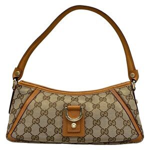 Gucci GG Pattern, Abbey Handbag 130939 Beige Dark Brown Brown Jacquard Leather